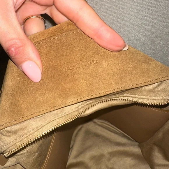 Veronica Beard Brown Suede Tote with Gold Chain - Picture 6 of 7